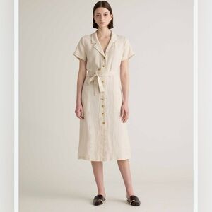 Quince 100% Linen Midi Buttoned Front Dress Size Medium